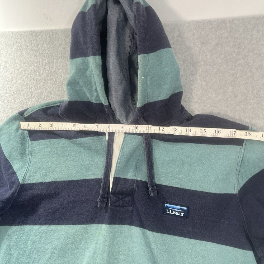 LL Bean Hoodie Sweatshirt Mens M Blue & Green Striped traditional fit - Picture 11 of 16
